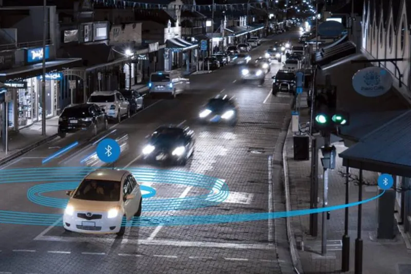 Cars in motion at night