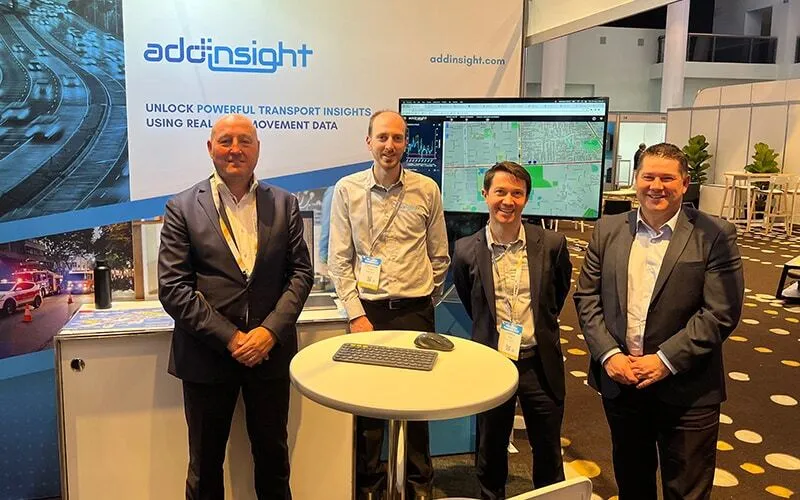The Addinsight team gathered together at the Addinsight stand during Summit 2022 (from left): Paul Glover, Jonathon Rossi, James Cox, and Damian Hewitt