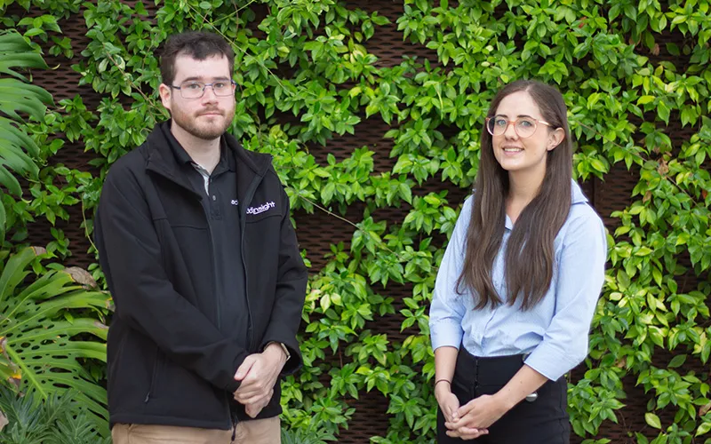 Luke and Jess pictured within the Tonsley Innovation District.