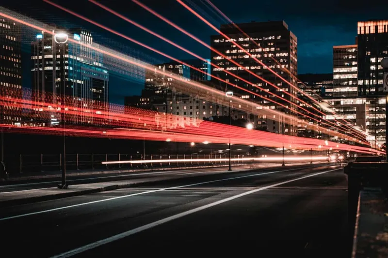 Long exposure photo of road at night